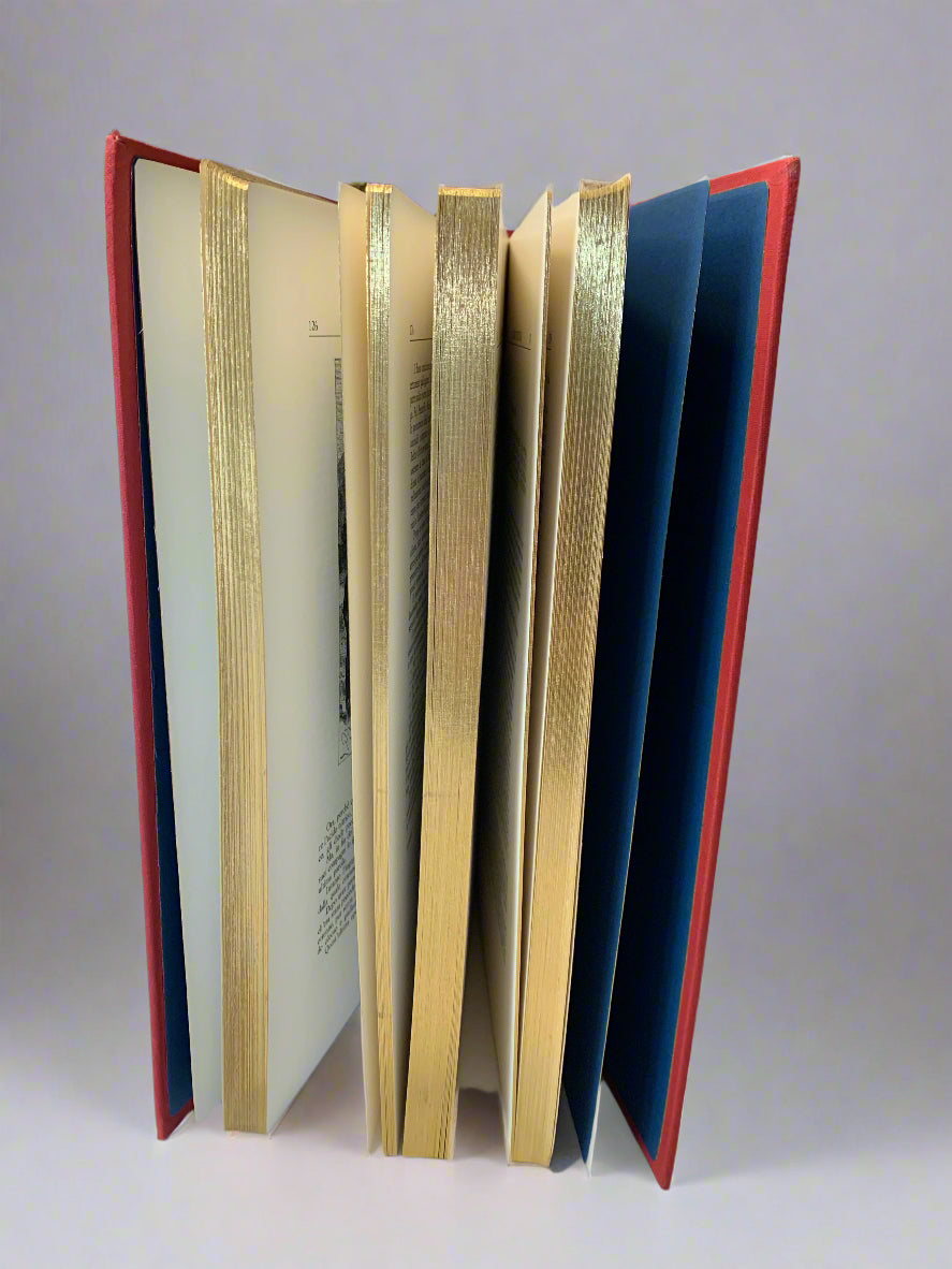 Vintage 1980s Italian edition of Jules Verne’s “L’Isola Misteriosa” with ornate red and gold embossed hardcover – I Viaggi Straordinari series by Mursia.
